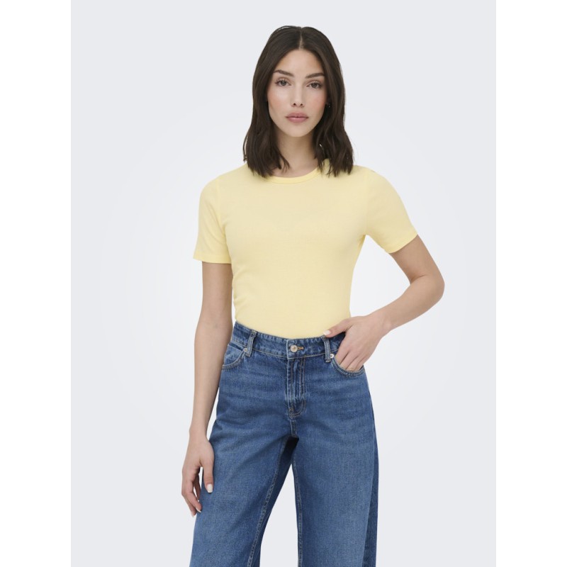 JDY Lucky S/S Rund Hals T-shirt - Pastel Yellow