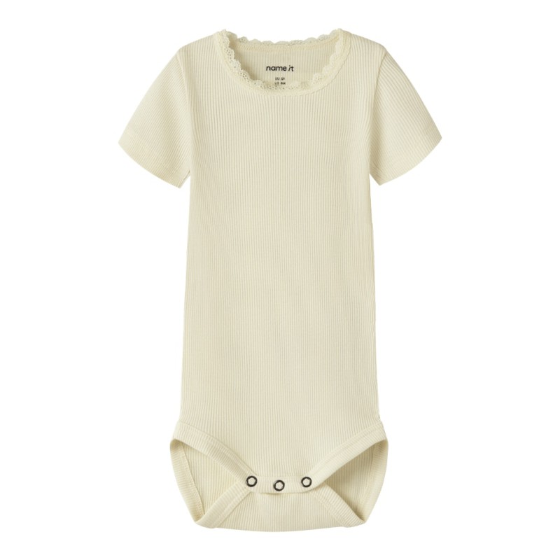 NAME IT Baby Kab Rib Kortærmet Bodystocking - Pear Sorbet