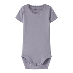NAME IT Baby Kab Rib Kortærmet Bodystocking - Lavender Gray