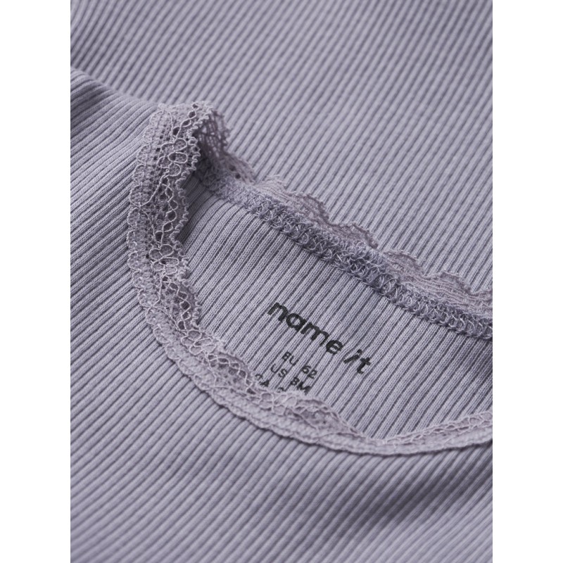 NAME IT Baby Kab Rib Kortærmet Bodystocking - Lavender Gray