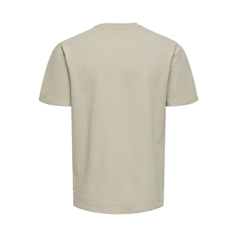 ONLY & SONS Kian Seersucker T-shirt - Silver Linning