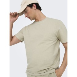 ONLY & SONS Kian Seersucker T-shirt - Silver Linning