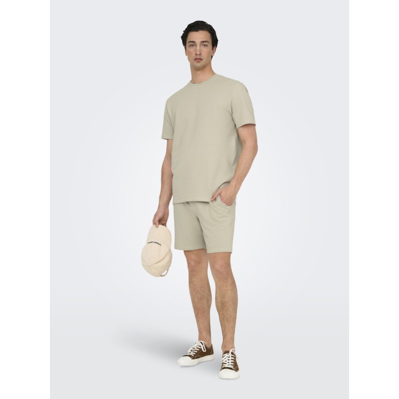 ONLY & SONS Kian Seersucker T-shirt - Silver Linning