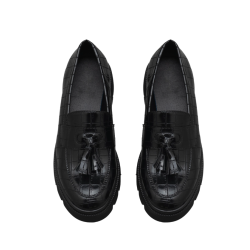 Italia Tassel Loafers Med Krokodille Effekt - Sort