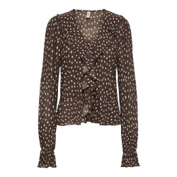 ONLY Kafie Langærmet Flæse Top - Coffee Bean