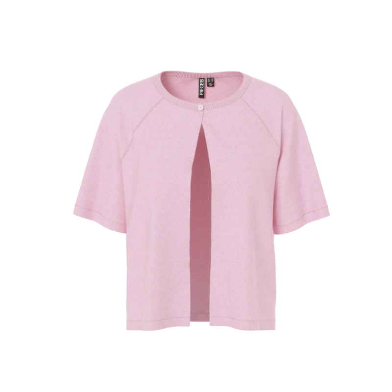 PIECES Bree S/S Strik Cardigan - Roseate Spoonbill