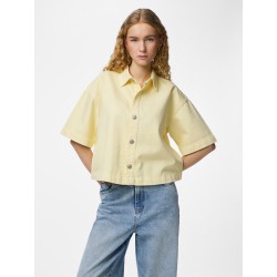 PIECES Sky kortærmet denim skjorte - French Vanilia