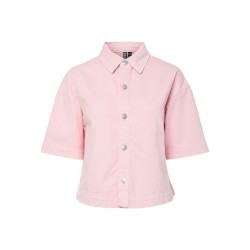 PIECES Sky kortærmet denim skjorte - Roseate Spoonbill
