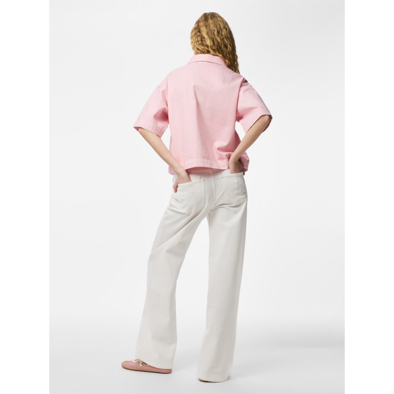 PIECES Sky kortærmet denim skjorte - Roseate Spoonbill