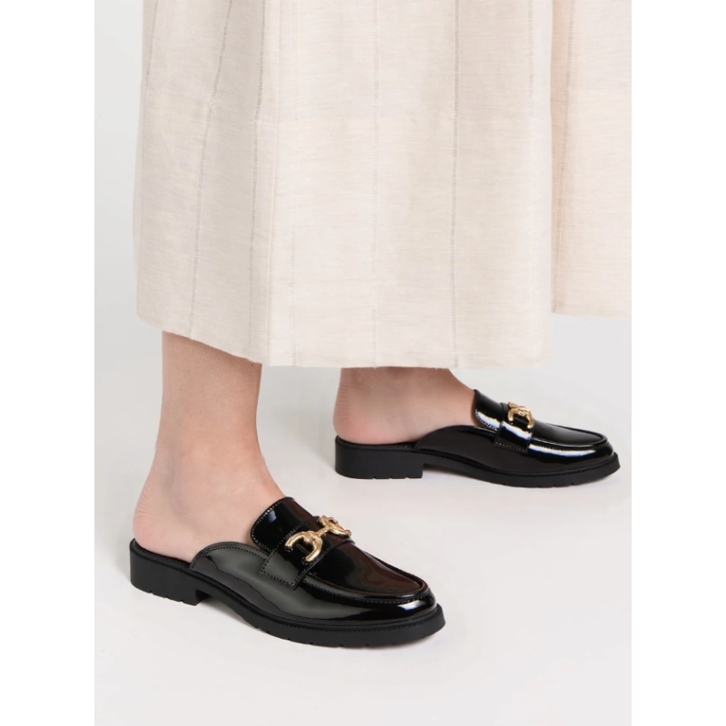 ITALIA Platform Slip-on sandaler med plateau - Sort