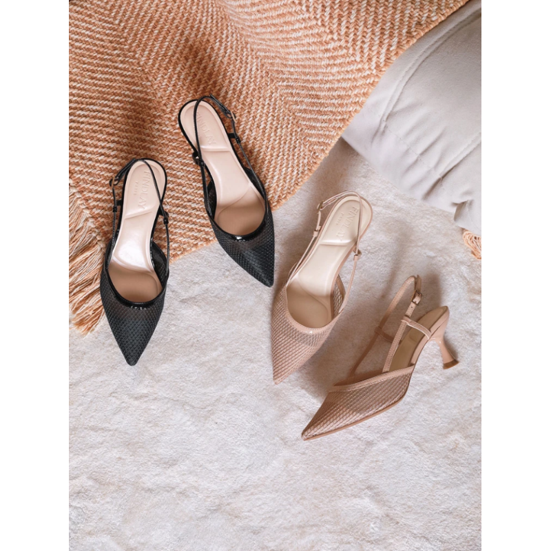 ITALIA Fiskenet Design Stilethæle med Slingback - Beige