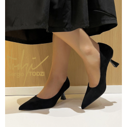 ITALIA Spidse Pumps M. Lille Hæl - Sort