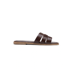 ITALIA Flettede Flade Mules - Brun