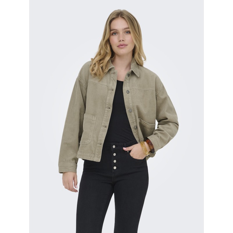 ONLY Kana Corduroy langærmet jakke - Silver mink