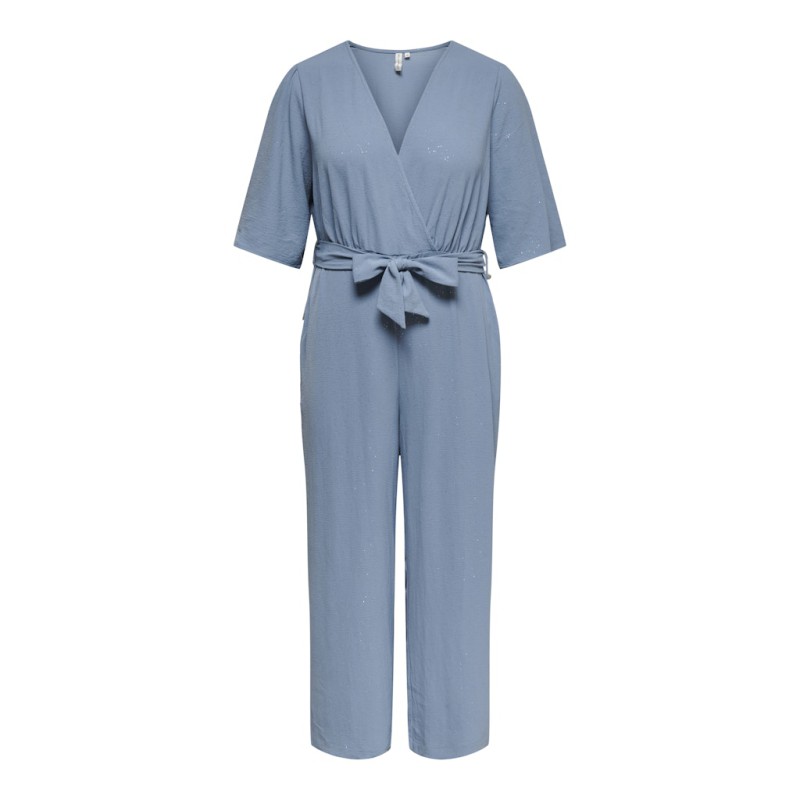 ONLY CARMAKOMA Josee Metta kortærmet jumpsuit - Faded Denim