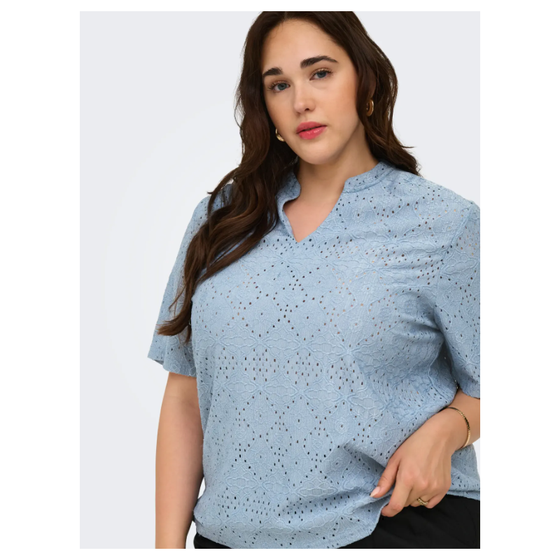 ONLY CARMAKOMA Hellen kortærmet t-shirt - Faded Denim