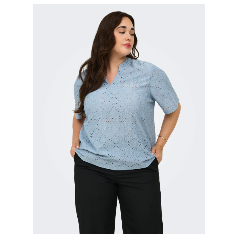 ONLY CARMAKOMA Hellen kortærmet t-shirt - Faded Denim