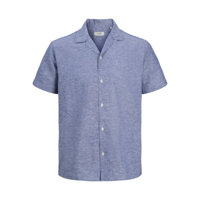 JJ REBEL Moss Sunny kortærmet hør skjorte - Faded Denim