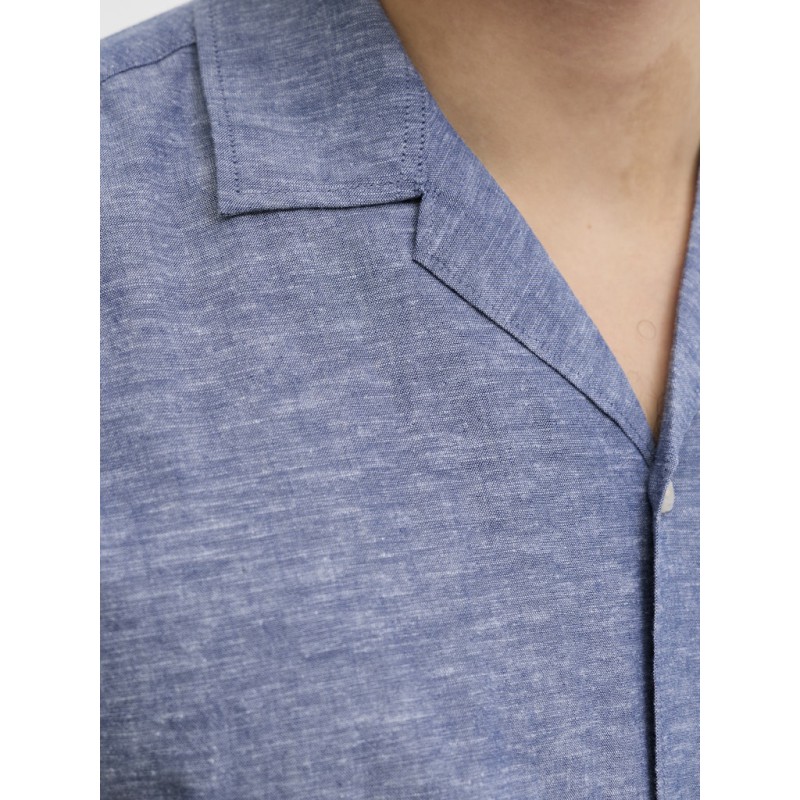 JJ REBEL Moss Sunny kortærmet hør skjorte - Faded Denim