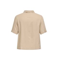 ONLY CARMAKOMA Goa kortærmet hør skjorte - Oxford Tan