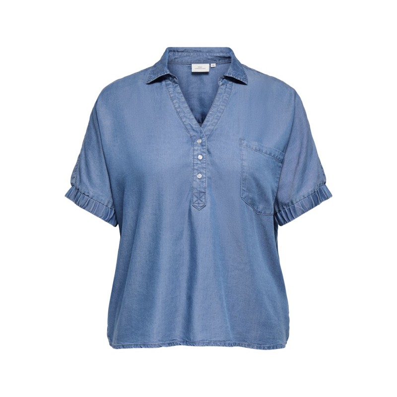 ONLY CARMAKOMA Christa life kortærmet t-shirt - Medium Blue denim