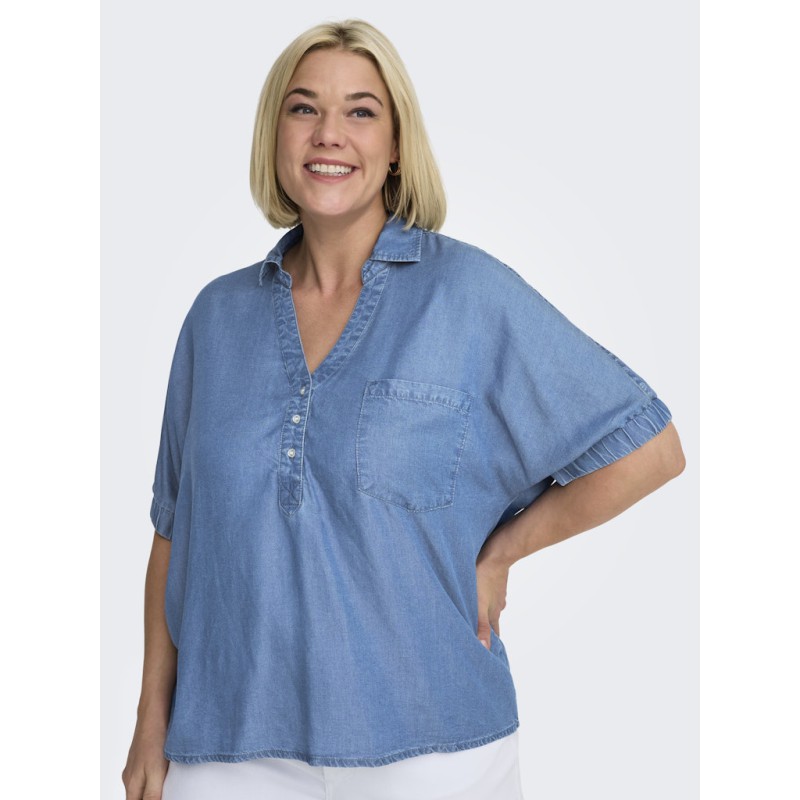 ONLY CARMAKOMA Christa life kortærmet t-shirt - Medium Blue denim