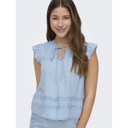 ONLY Charis Life kortærmet top - Light Blue Denim