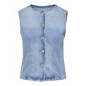 ONLY Aya kortærmet denim vest - Light Blue Denim