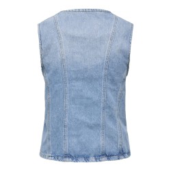ONLY Aya kortærmet denim vest - Light Blue Denim