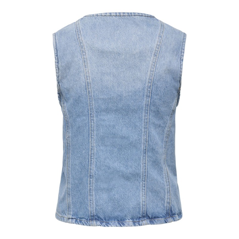 ONLY Aya kortærmet denim vest - Light Blue Denim