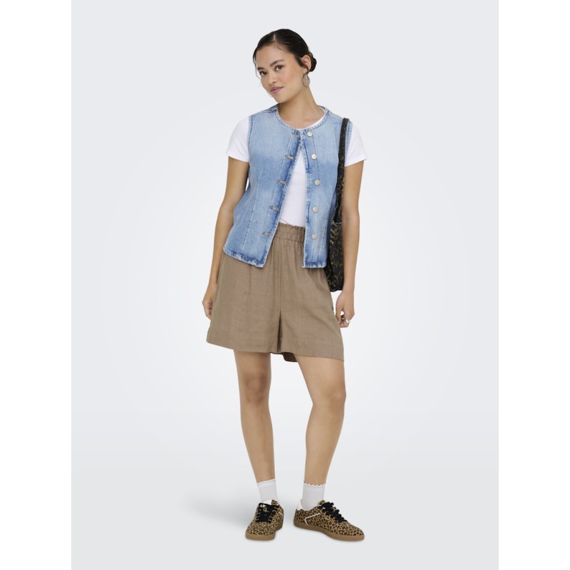 ONLY Aya kortærmet denim vest - Light Blue Denim