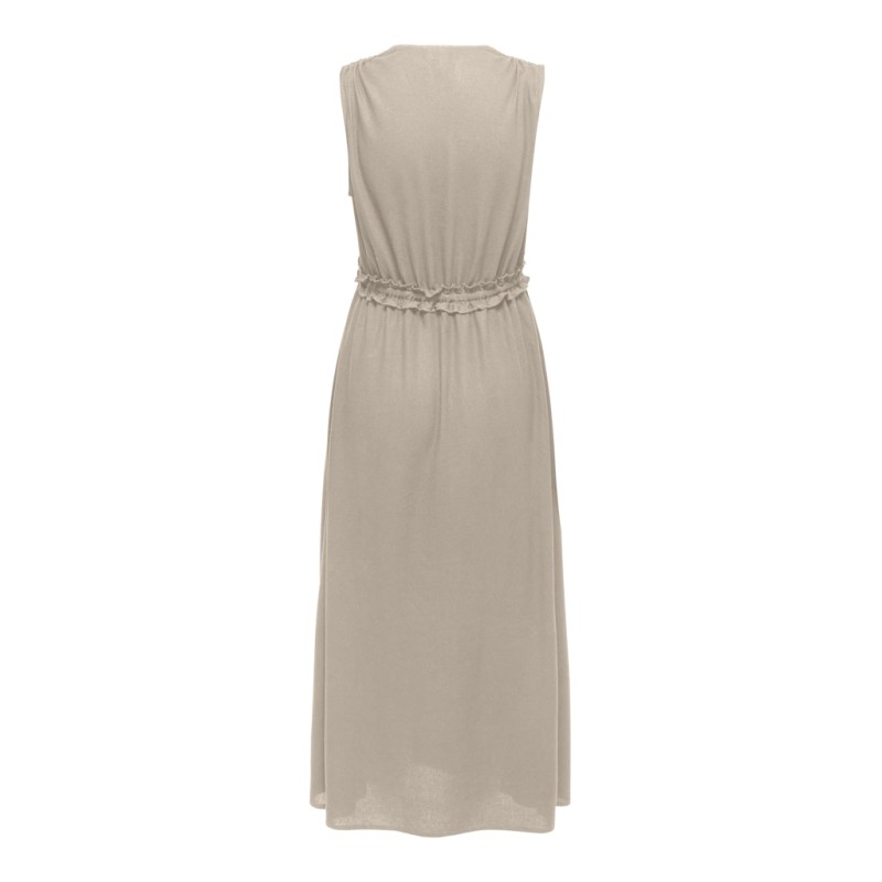 ONLY Goa kortærmet hør kjole - Oxford Tan