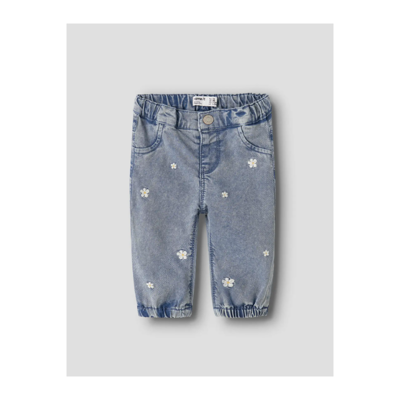 NAME IT BABY Rose Broderede Jeans 5321 - Light Blue Denim / Flower