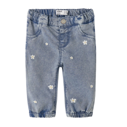 NAME IT BABY Rose Broderede Jeans 5321 - Light Blue Denim / Flower