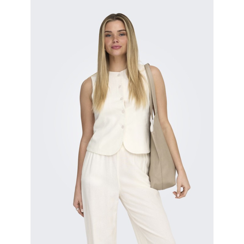 ONLY Goa kortærmet hør vest - Cloud Dancer