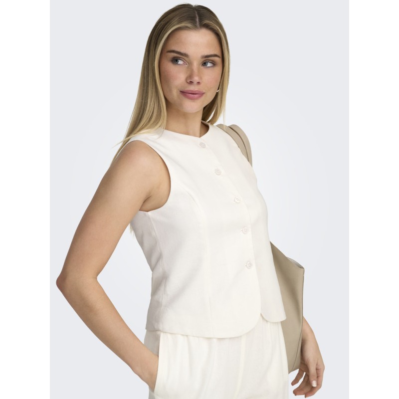 ONLY Goa kortærmet hør vest - Cloud Dancer