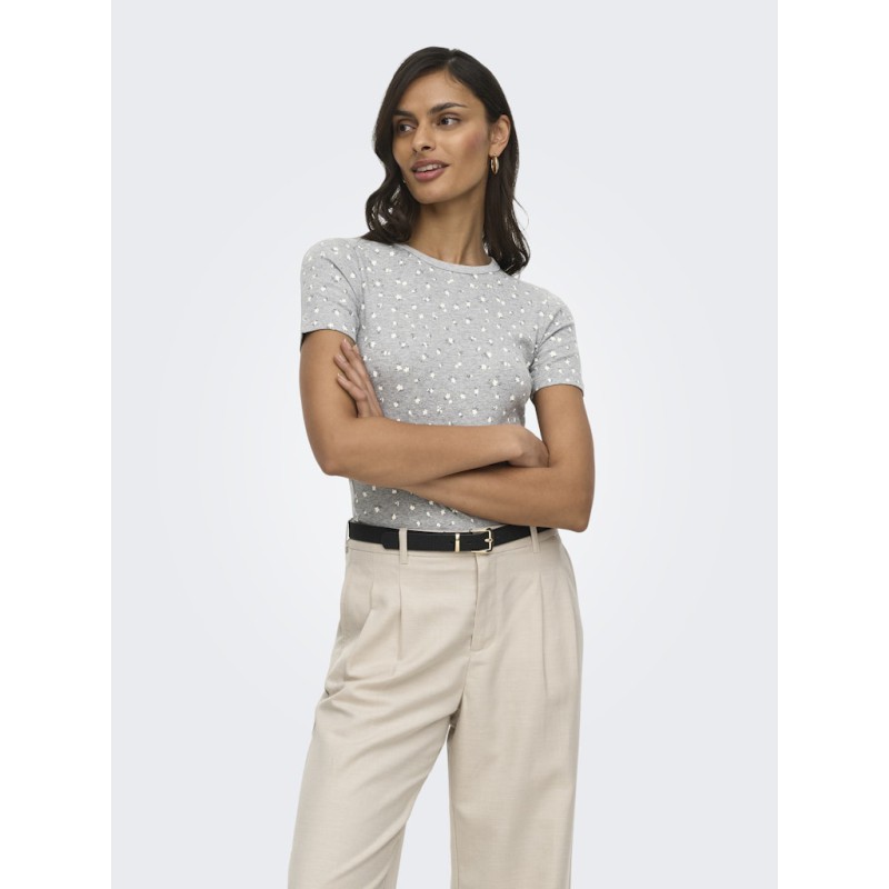 JDY Lucky kortærmet T-shirt - Light Grey Melange