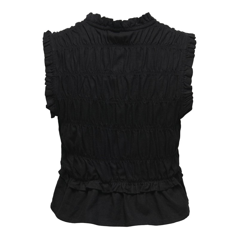 ONLY Goa kortærmet hør top - Black