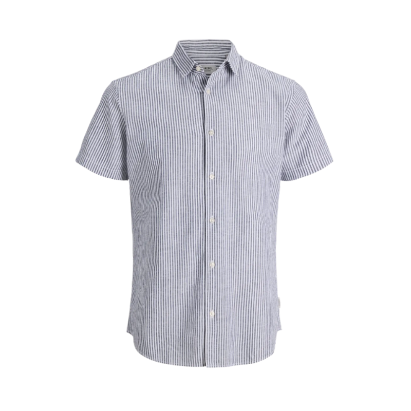 JJ REBEL Moss Sunny Hør Skjorte - Navy Blazer