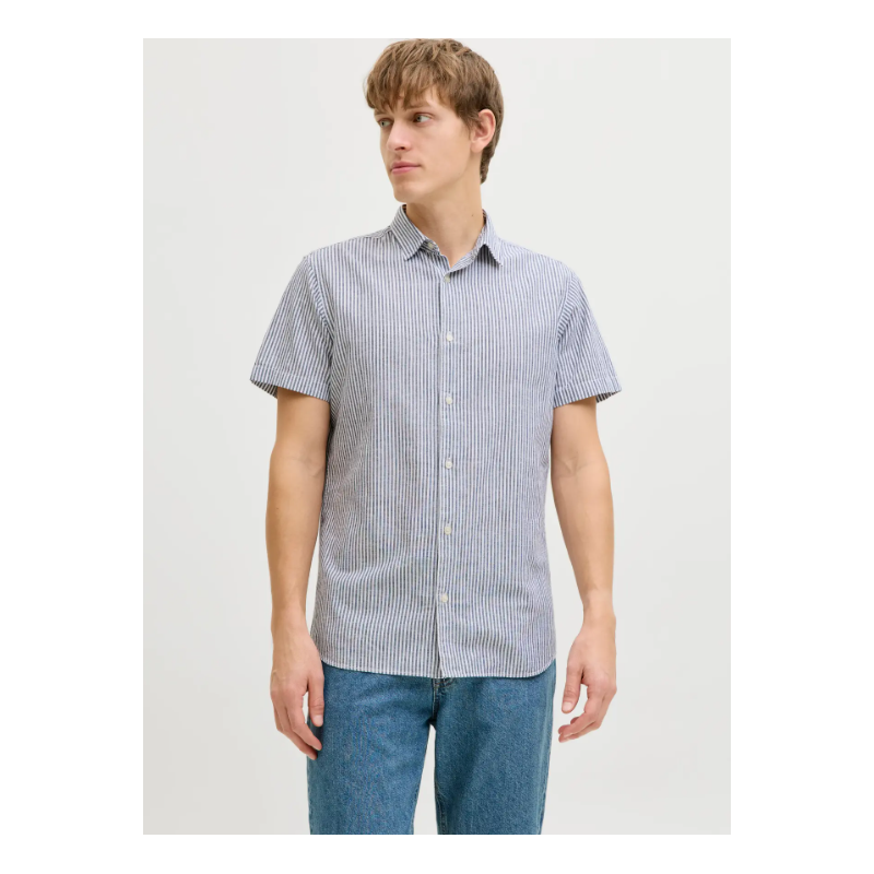 JJ REBEL Moss Sunny Hør Skjorte - Navy Blazer