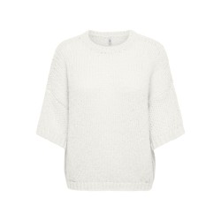 ONLY Nordic kortærmet strik bluse - Cloud Dancer