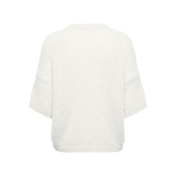 ONLY Nordic kortærmet strik bluse - Cloud Dancer