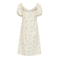 ONLY Lyrida kortærmet hør kjole - Bright White