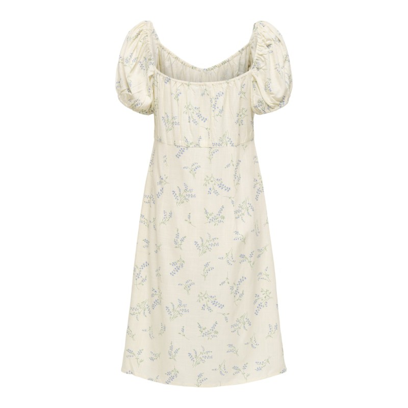 ONLY Lyrida kortærmet hør kjole - Bright White