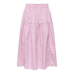 ONLY Loris Stribede midi nederdel - Lilac Sachet