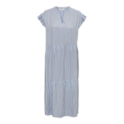 ONLY Bari Stribet kortærmet Midi kjole - Soft Chambray