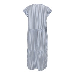 ONLY Bari Stribet kortærmet Midi kjole - Soft Chambray