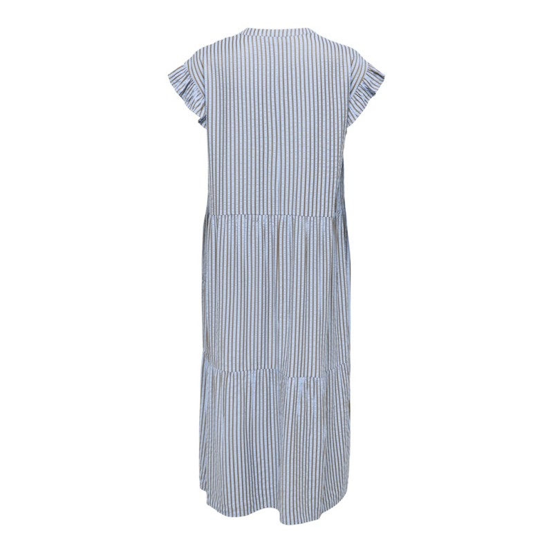 ONLY Bari Stribet kortærmet Midi kjole - Soft Chambray