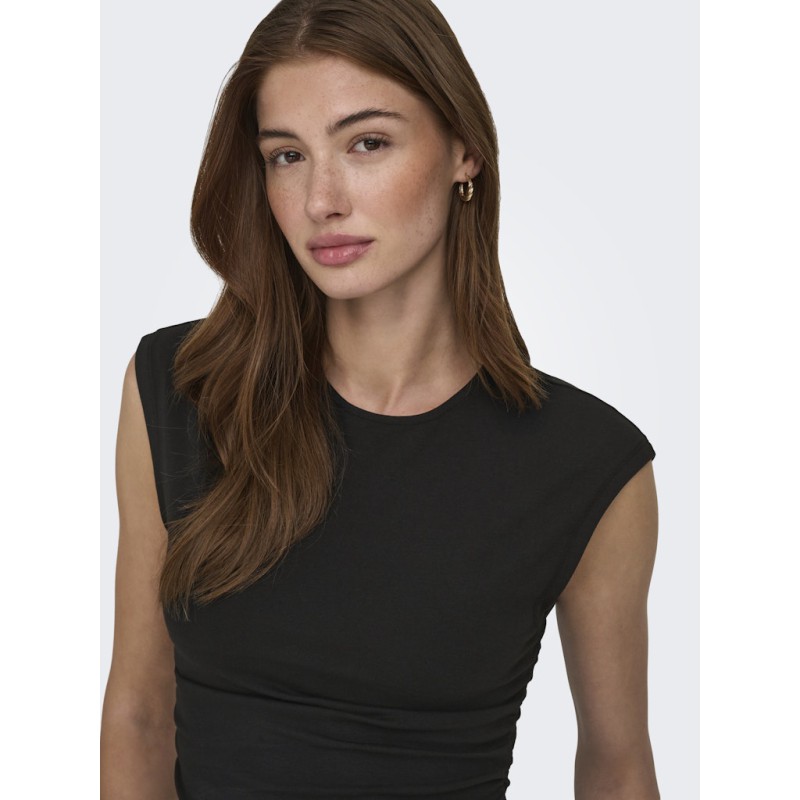 ONLY Mira kortærmet Ruching top - Black