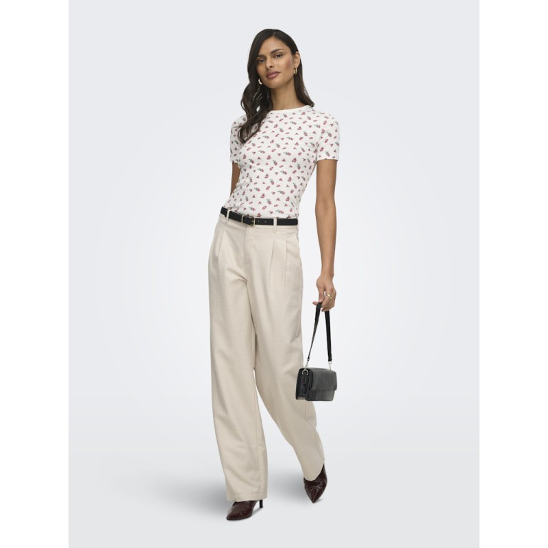 JDY Lucky S/S Rund Hals T-shirt - Cloud Dancer